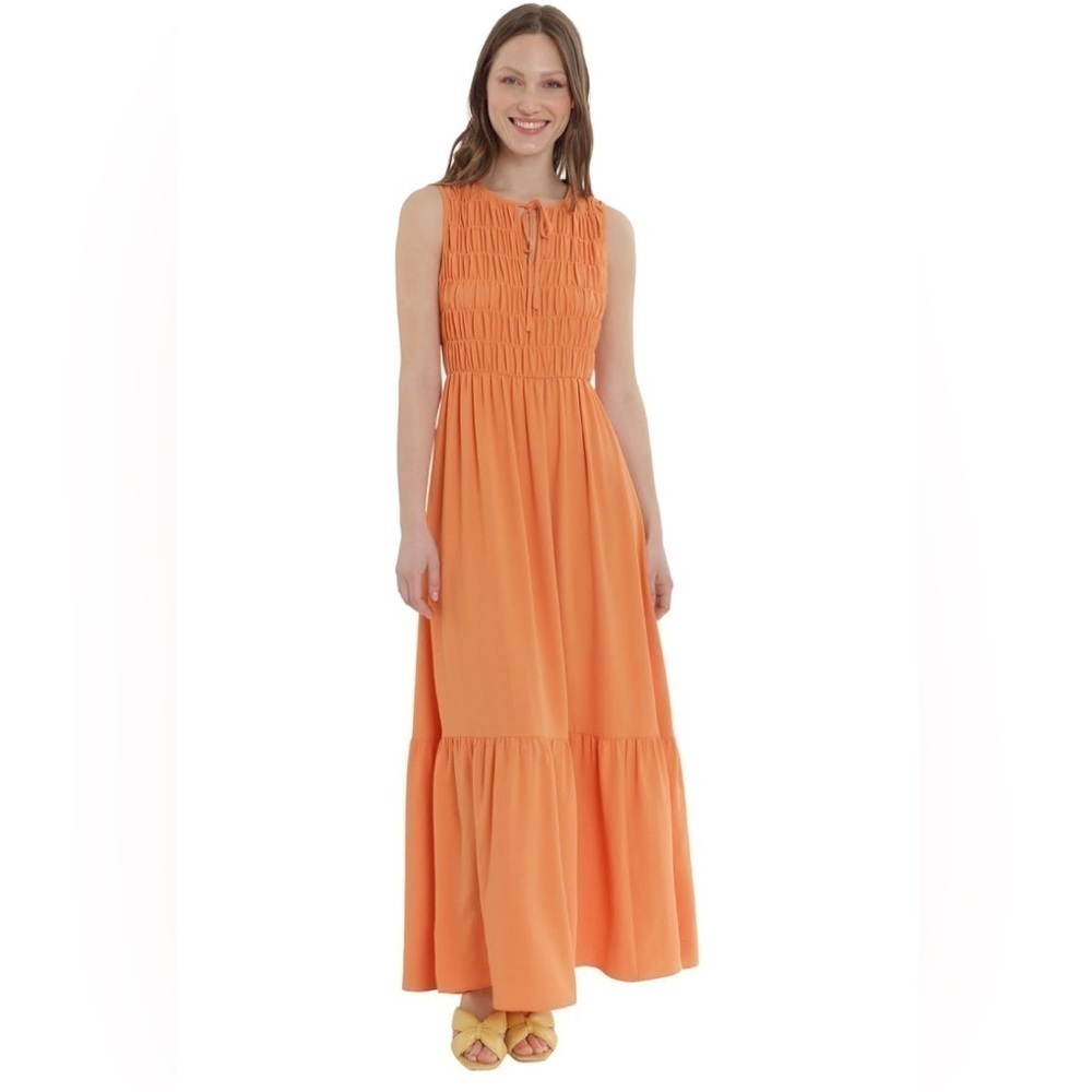 NWT DONNA MORGAN Cordelia Tiered Maxi Dress/ Orange